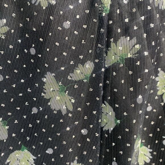 Cato Mesh Tulle Midi Pull On A-Line Black Green Floral Skirt Sz 18/20 Whimsigoth - Picture 4 of 6